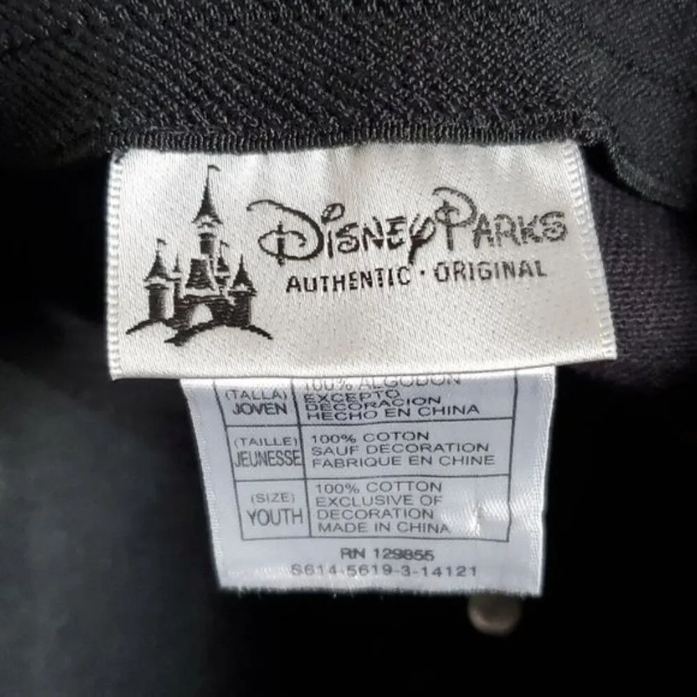 Mickey Mouse Flat Brim Hat Cap Black Embroidered Disney Parks Size Youth